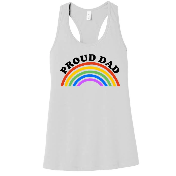 Proud Dad LGBTQ Rainbow Women's Racerback Tank