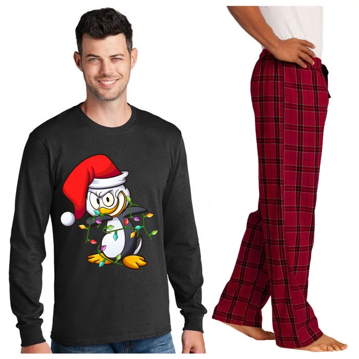 Penguin Dab Lover Matching Santa Penguin Dabbing Christmas Great Gift Long Sleeve Pajama Set