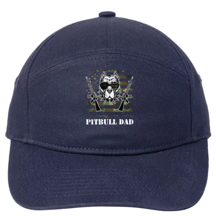 Pitbull Dad Like A Regular Dad But Cooler Guns American Flag Cute Gift 7-Panel Snapback Hat