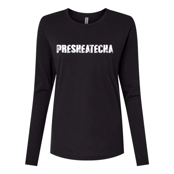 Presheatecha Distressed Logo Funny Word Womens Cotton Relaxed Long Sleeve T-Shirt