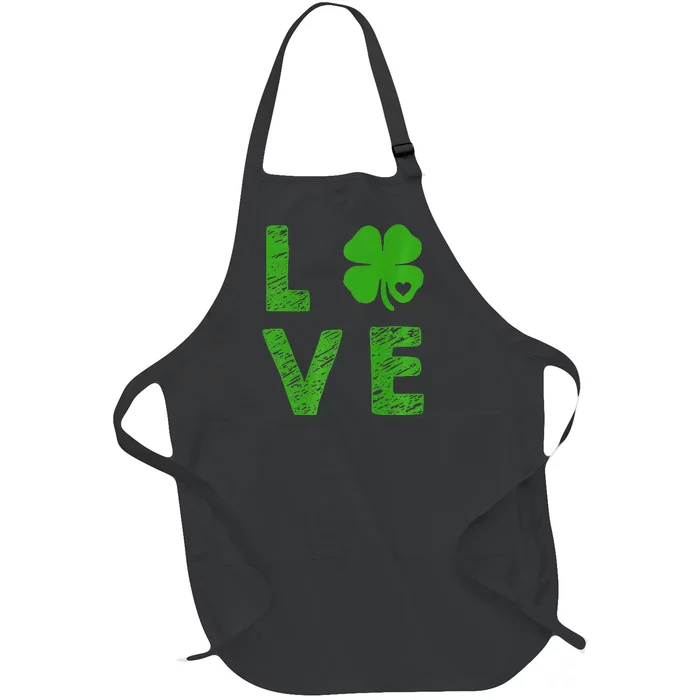 Patrick Day. LOVE Clover Shamrock Saint Patrick's Day Full-Length Apron With Pocket