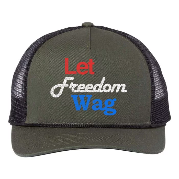 Patriotic Dog Lover Design Let Freedom Wag Design Retro Rope Trucker Hat Cap