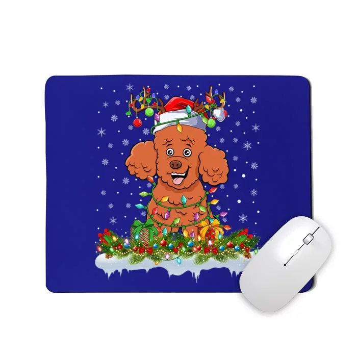 Poodle Dog Lover Xmas Lighting Santa Poodle Christmas Gift Mousepad