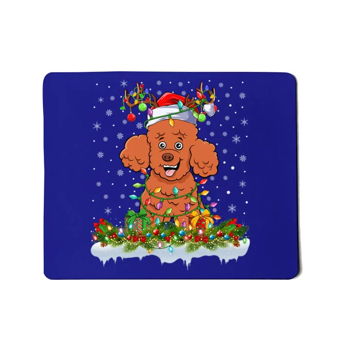 Poodle Dog Lover Xmas Lighting Santa Poodle Christmas Gift Mousepad