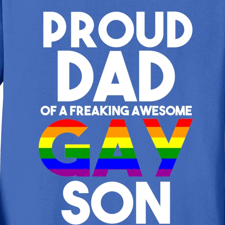 Proud Dad Lgbtq Ally Gift Free Dad Hugs Pride Gay Son Funny Gift Kids Long Sleeve Shirt