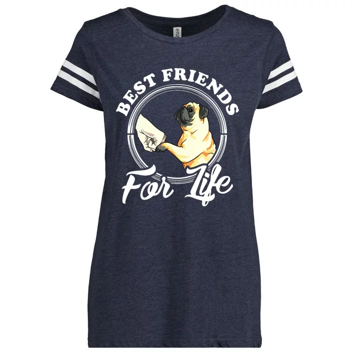 Pug Dog Lover Design Best Friends For Life Funny Pug Enza Ladies Jersey Football T-Shirt