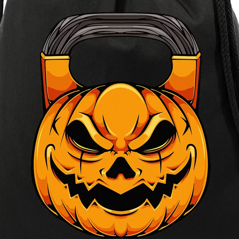 Pumpkin Dumbbell Lazy Halloween Costume Workout Gym Lover Drawstring Bag