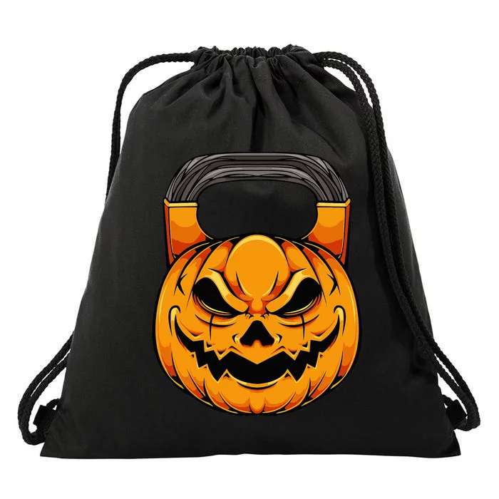 Pumpkin Dumbbell Lazy Halloween Costume Workout Gym Lover Drawstring Bag