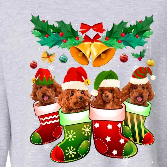 Poodle Dog Lover Christmas Socks Funny Xmas Pajama Gift Cropped Pullover Crew