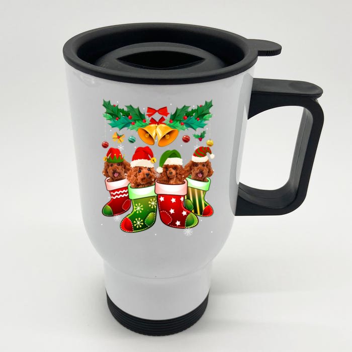 Poodle Dog Lover Christmas Socks Funny Xmas Pajama Gift Front & Back Stainless Steel Travel Mug