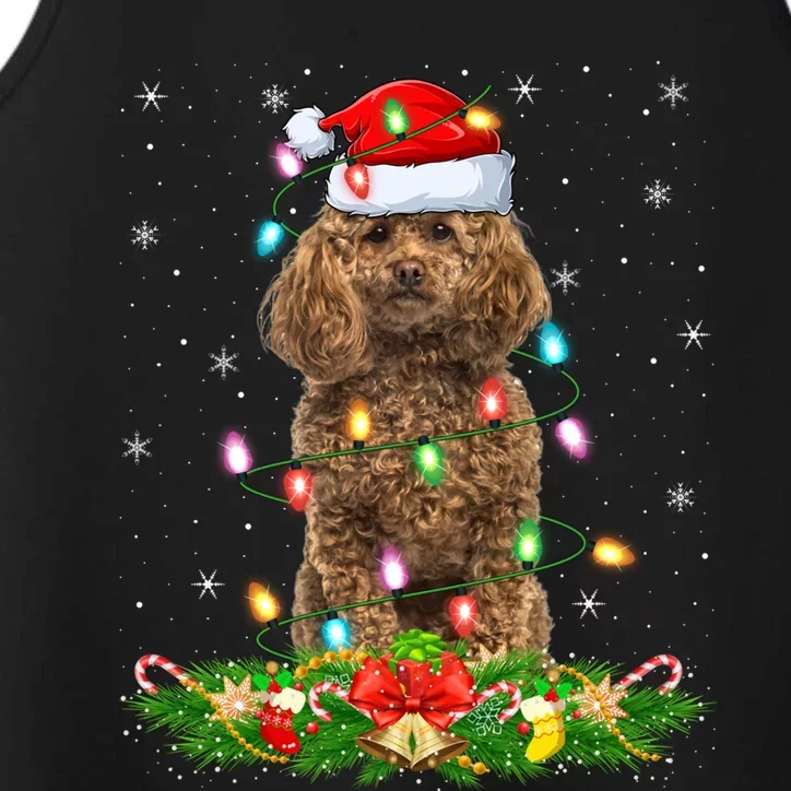 Poodle Dog Lover Lighting Xmas Santa Poodle Christmas Gift Performance Tank