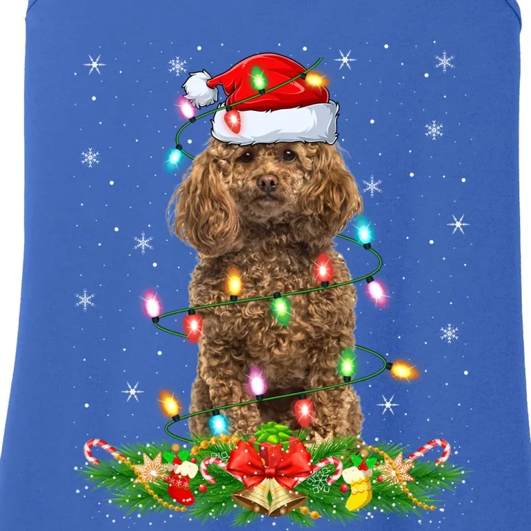 Poodle Dog Lover Lighting Xmas Santa Poodle Christmas Gift Ladies Essential Tank