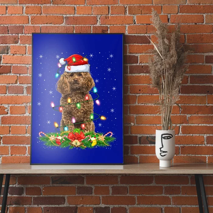 Poodle Dog Lover Lighting Xmas Santa Poodle Christmas Gift Poster