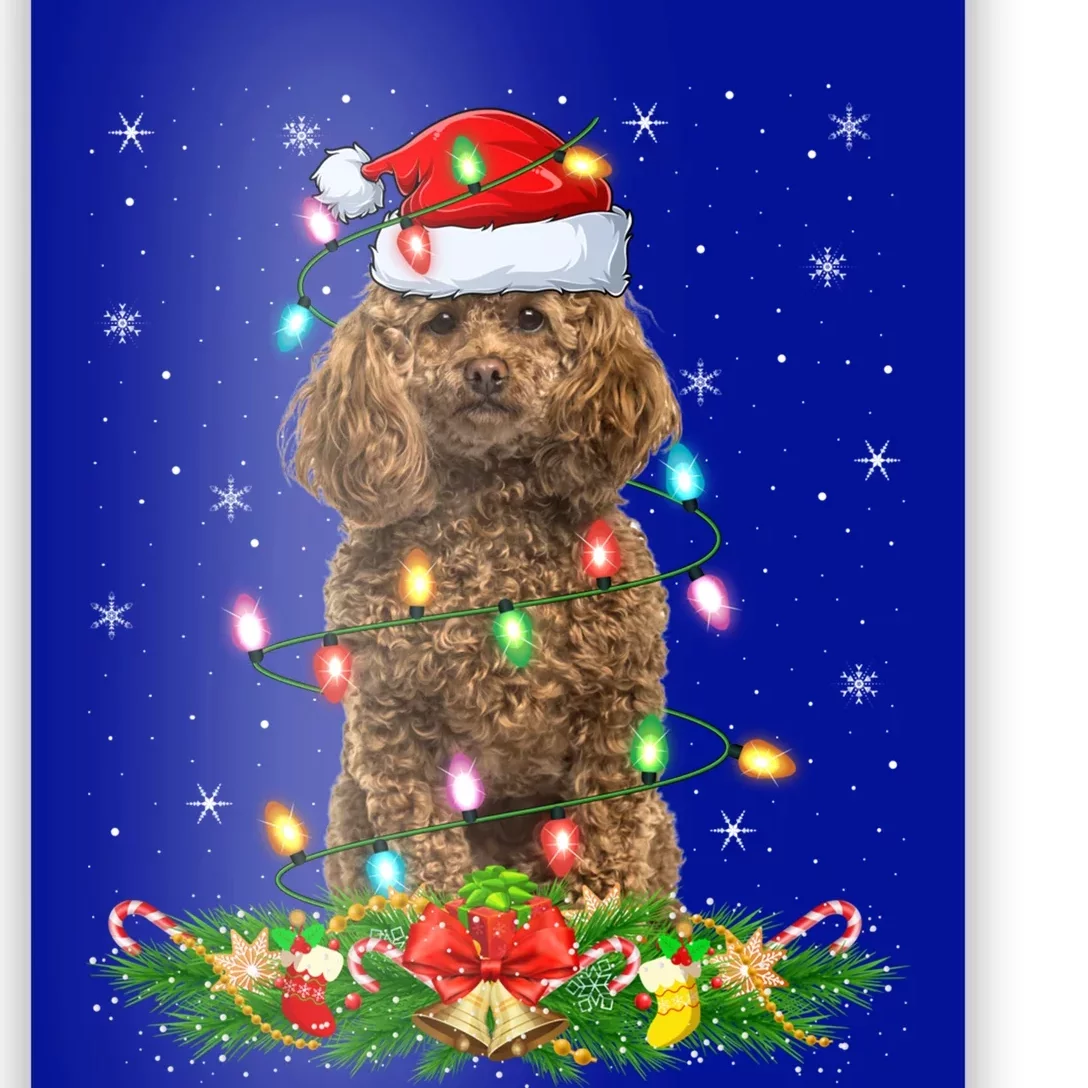 Poodle Dog Lover Lighting Xmas Santa Poodle Christmas Gift Poster