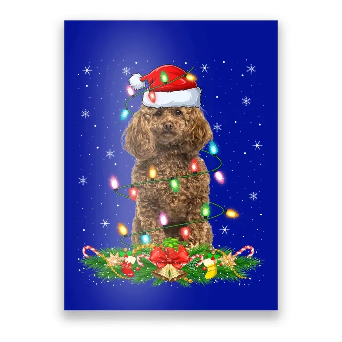 Poodle Dog Lover Lighting Xmas Santa Poodle Christmas Gift Poster