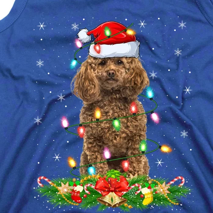 Poodle Dog Lover Lighting Xmas Santa Poodle Christmas Gift Tank Top