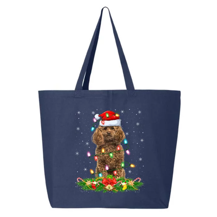 Poodle Dog Lover Lighting Xmas Santa Poodle Christmas Gift 25L Jumbo Tote