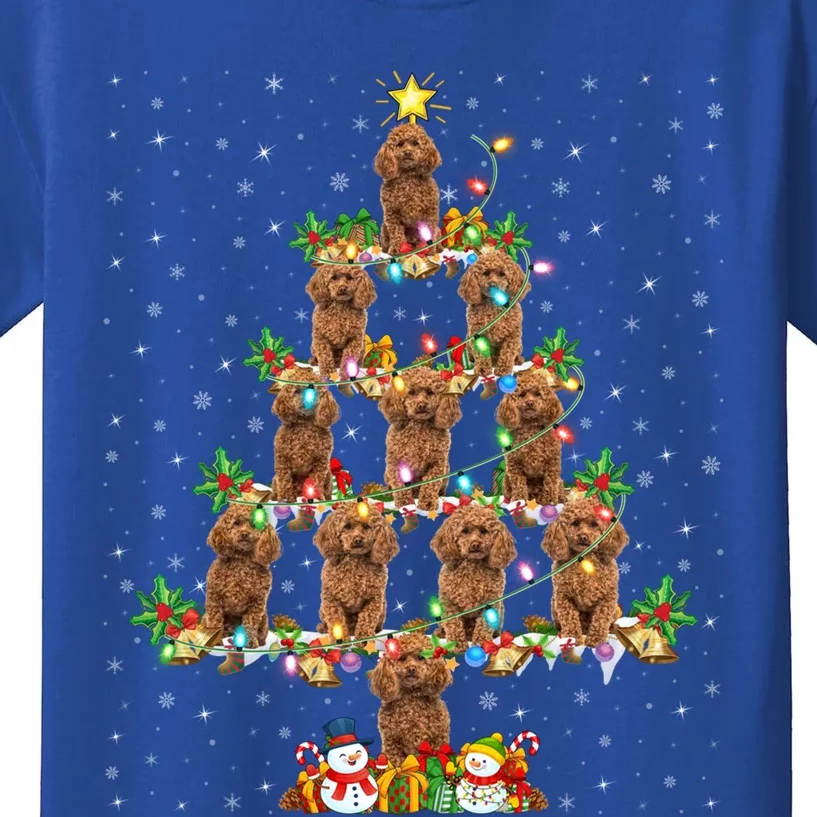 Poodle Dog Lover Xmas Lighting Poodle Christmas Tree Gift Kids T-Shirt