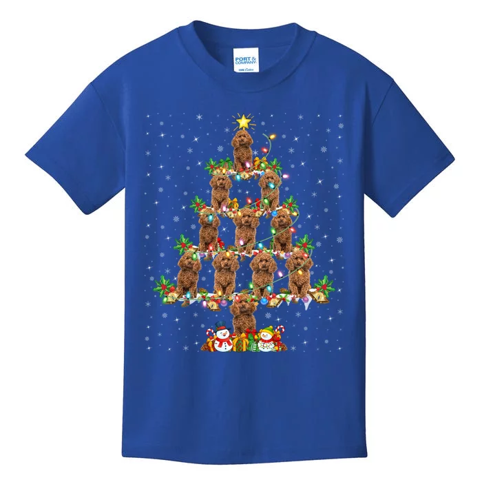 Poodle Dog Lover Xmas Lighting Poodle Christmas Tree Gift Kids T-Shirt