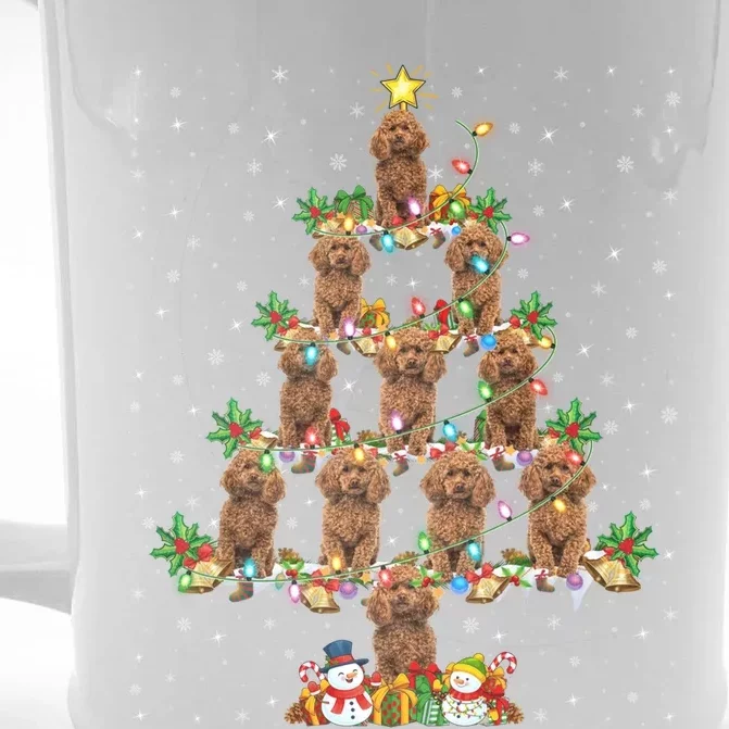 Poodle Dog Lover Xmas Lighting Poodle Christmas Tree Gift Front & Back Beer Stein