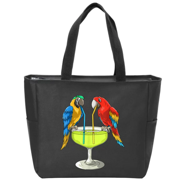 Parrots Drinking Margarita Hawaiian Vacation Beach Party Zip Tote Bag