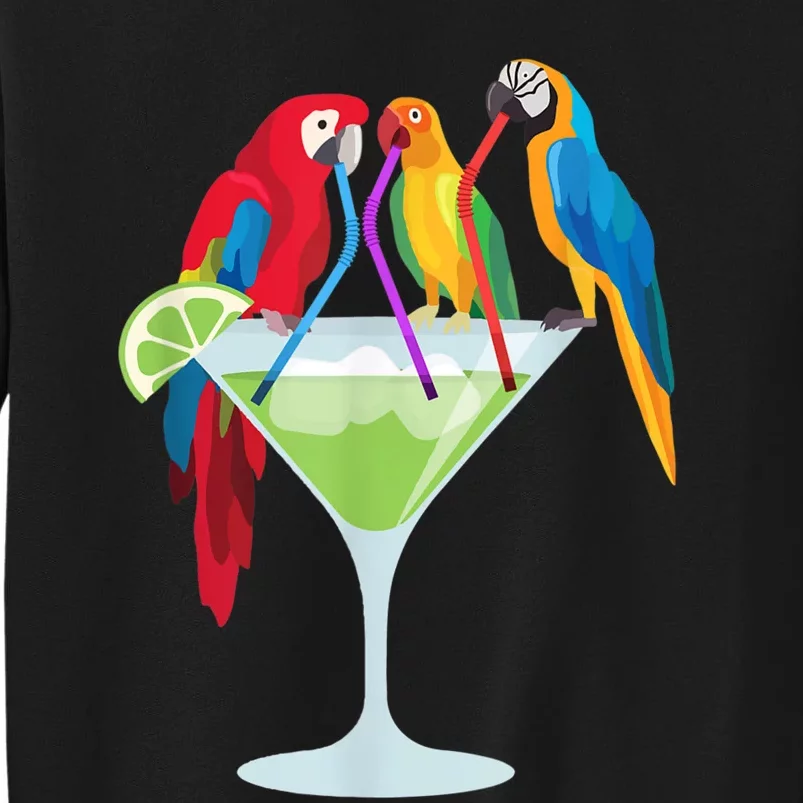 Parrots Drinking Margarita Tropical Vacation Hawaiian Birds Sweatshirt