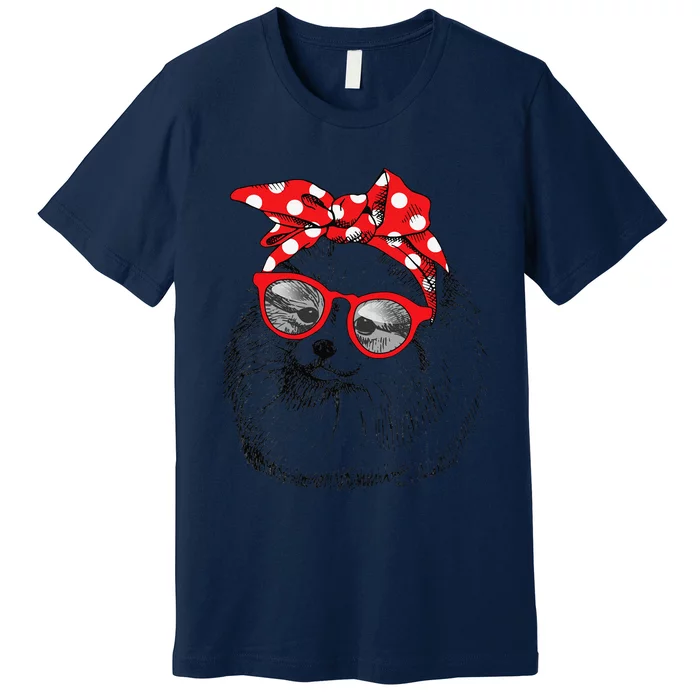 Pomeranian Dog Mom Bandana Sunglasses Mothers Day Premium T-Shirt