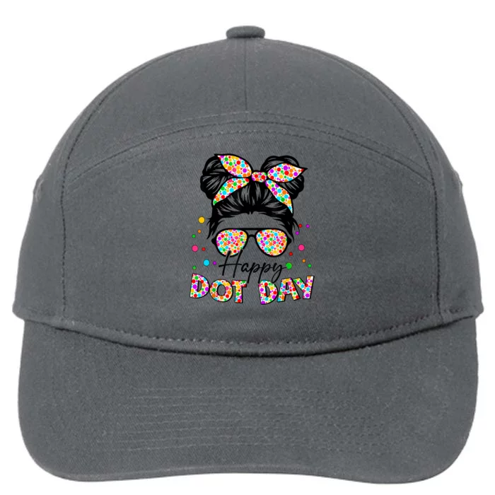 Polka Dot Messy Bun Teacher Happy Dot Day Gift 7-Panel Snapback Hat