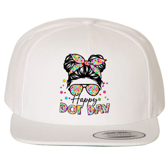 Polka Dot Messy Bun Teacher Happy Dot Day Gift Wool Snapback Cap