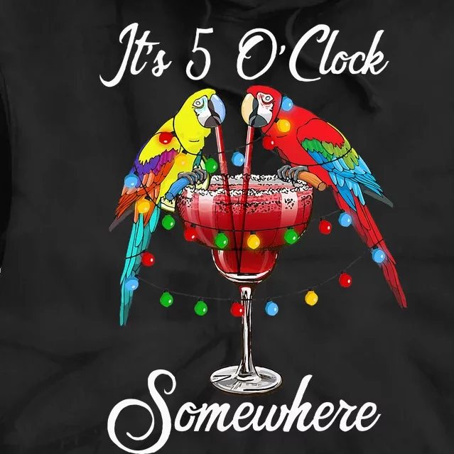 Parrots Drinking Margarita It's 5 O'clock Somewhere Tie Dye Hoodie