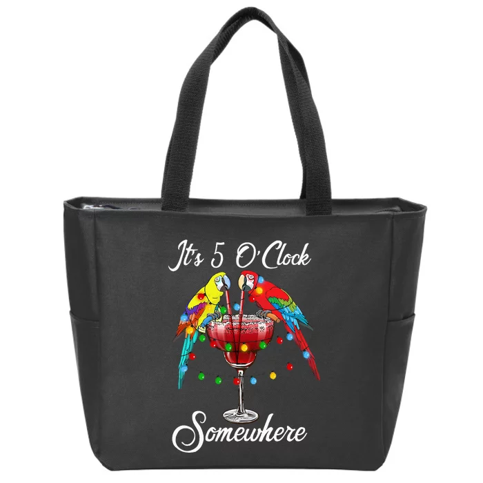 Parrots Drinking Margarita It's 5 O'clock Somewhere Zip Tote Bag