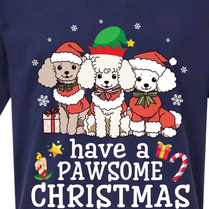 Poodle Dogs Merry Day Mother Father Have A Pawsome Christmas Gift Sueded Cloud Jersey T-Shirt