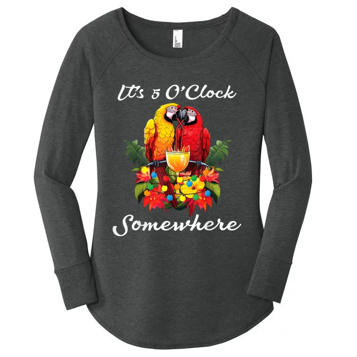 Parrots Drinking Margarita Its 5 Oclock Somewhere Funny Women's Perfect Tri Tunic Long Sleeve Shirt