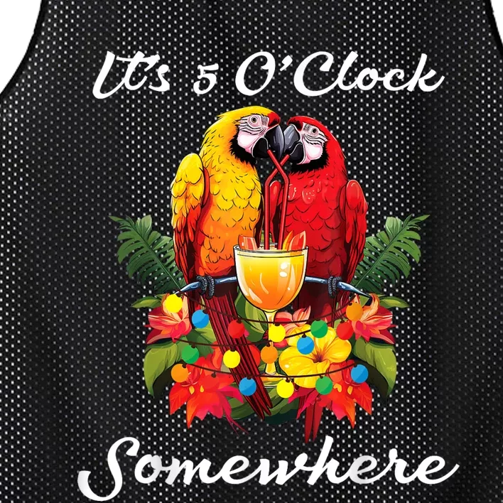 Parrots Drinking Margarita Its 5 Oclock Somewhere Funny Mesh Reversible Basketball Jersey Tank