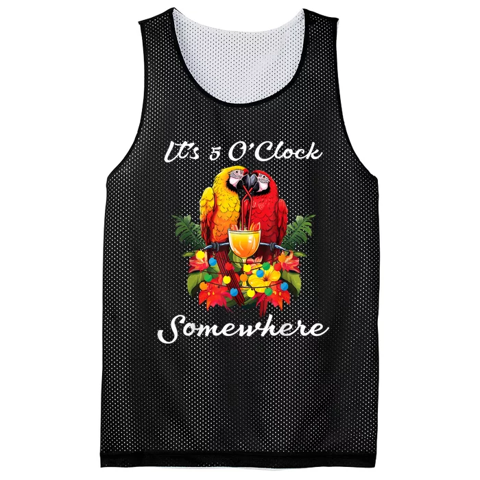 Parrots Drinking Margarita Its 5 Oclock Somewhere Funny Mesh Reversible Basketball Jersey Tank