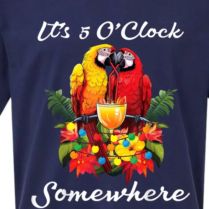 Parrots Drinking Margarita Its 5 Oclock Somewhere Funny Sueded Cloud Jersey T-Shirt