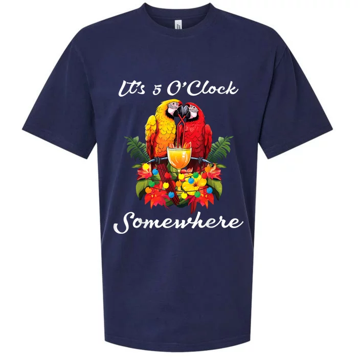 Parrots Drinking Margarita Its 5 Oclock Somewhere Funny Sueded Cloud Jersey T-Shirt