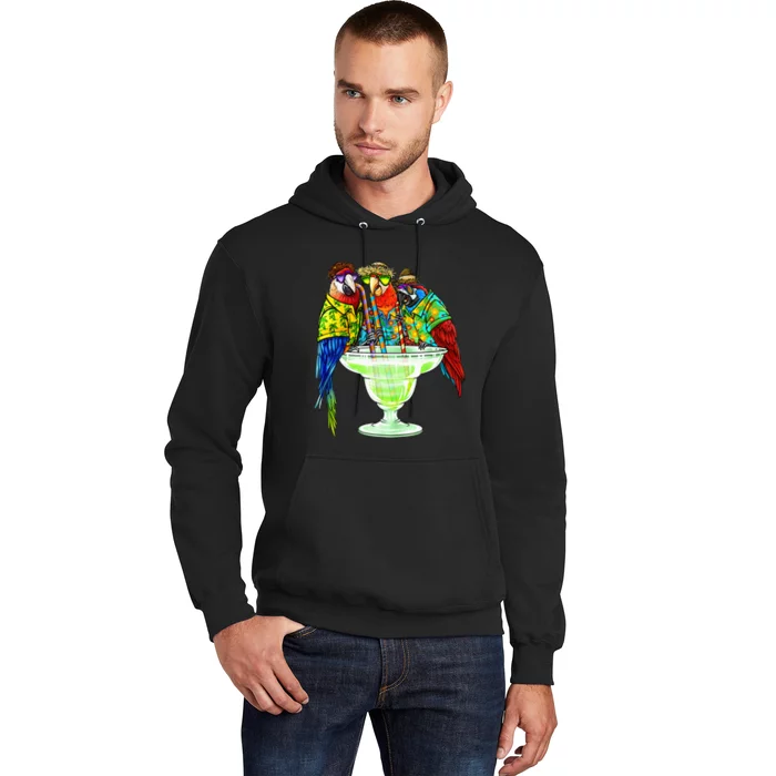 Parrots Drinking Margarita Hawaiian Vacation Birds Hoodie