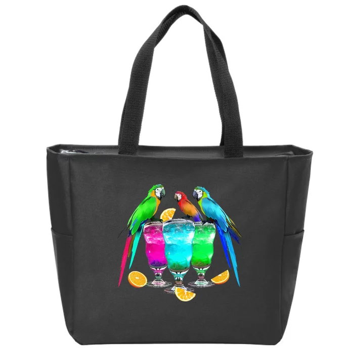 Parrots Drinking Margarita Tropical Birds Vacation Hawaiian Zip Tote Bag