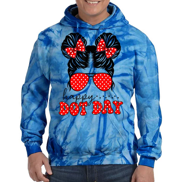 Polka Dot Messy Bun International Dots Day Teacher Happy Dot Day Gift Tie Dye Hoodie