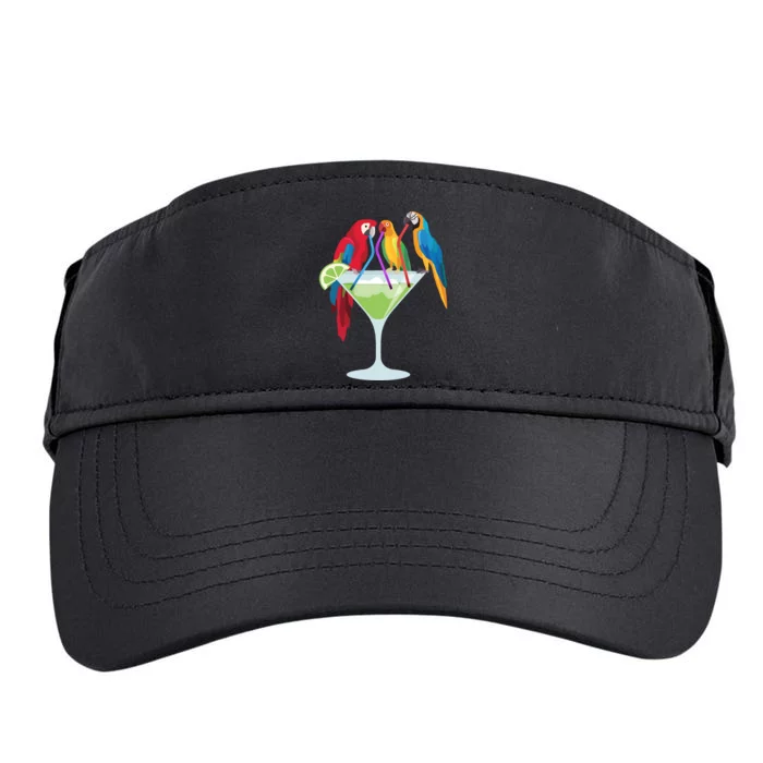 Parrots Drinking Margarita Tropical Vacation Hawaiian Birds Adult Drive Performance Visor