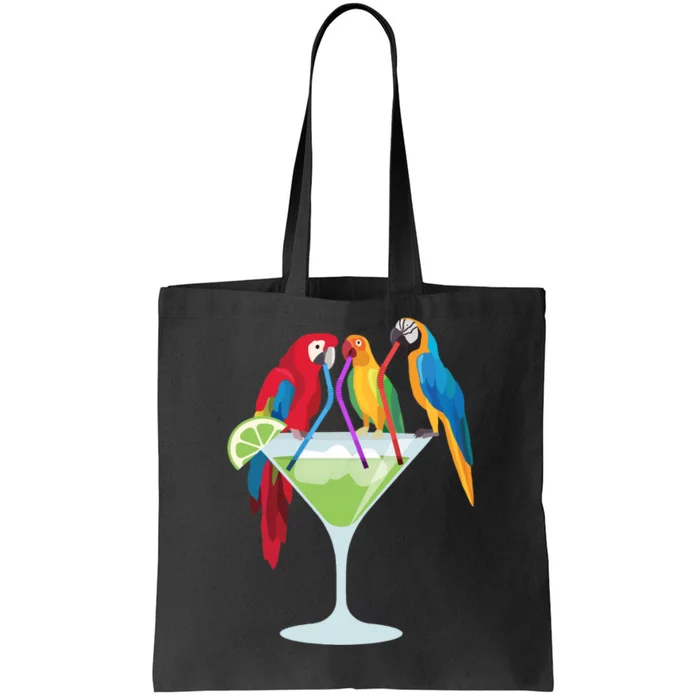 Parrots Drinking Margarita Tropical Vacation Hawaiian Birds Tote Bag