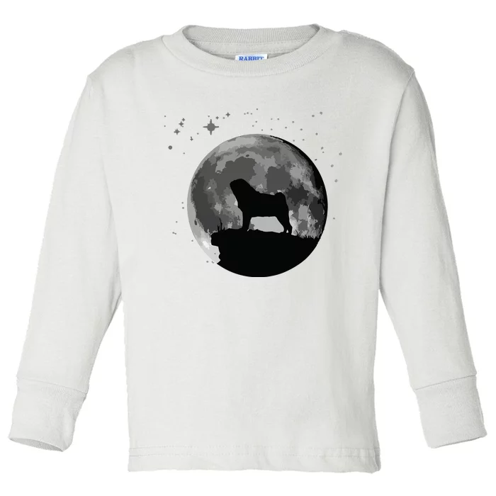 Pug Dog Moon Toddler Long Sleeve Shirt