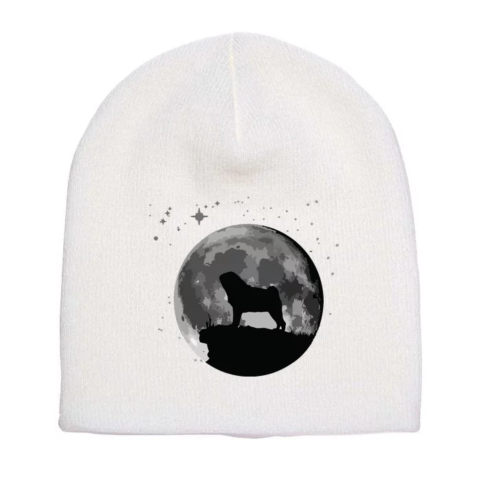 Pug Dog Moon Short Acrylic Beanie