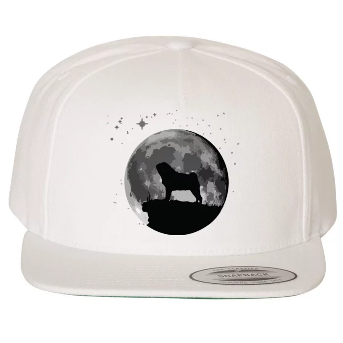 Pug Dog Moon Wool Snapback Cap