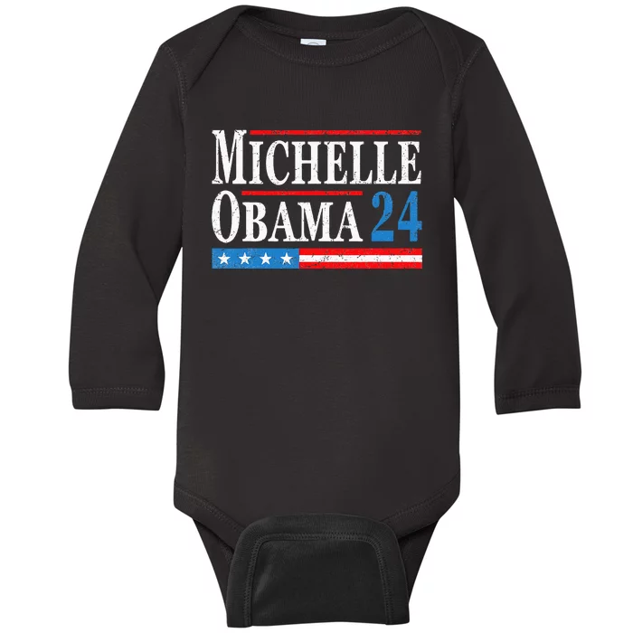 Political Democrat Michelle Obama 2024 Presidential Election Baby Long Sleeve Bodysuit