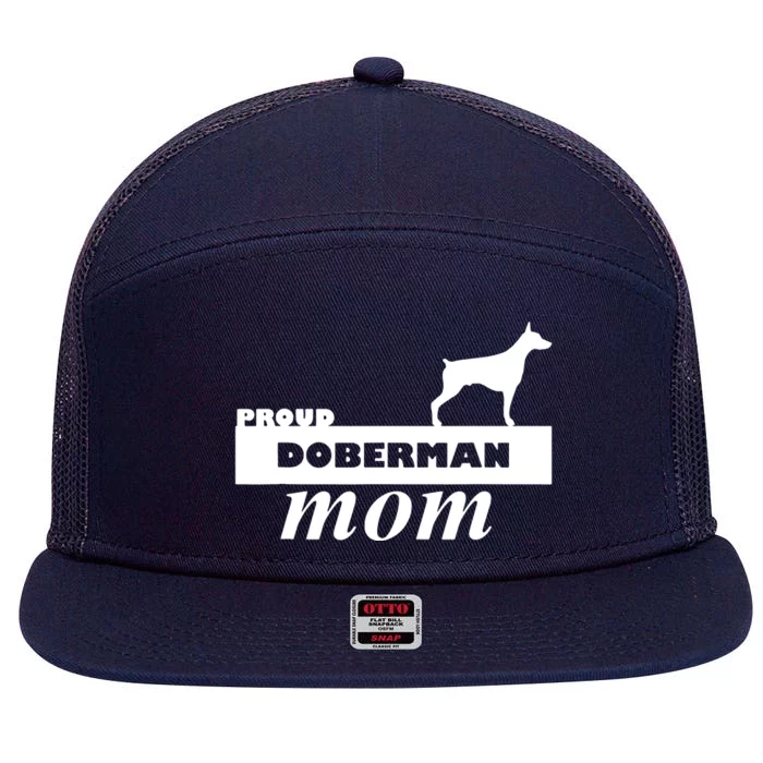 Proud Doberman Mom I Love My Dog 7 Panel Mesh Trucker Snapback Hat