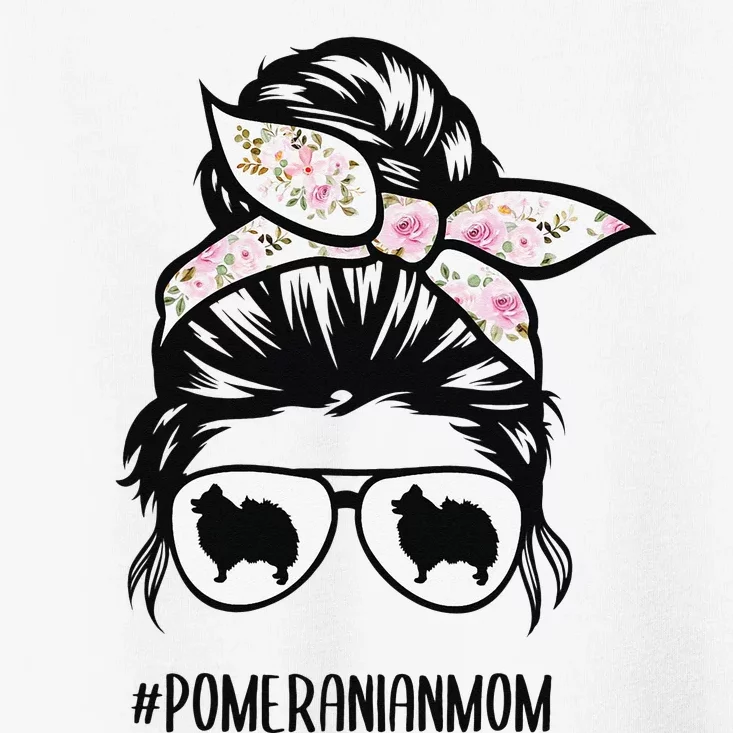 Pomeranian dog mom messy bun hair glasses pom mom dog Toddler T-Shirt