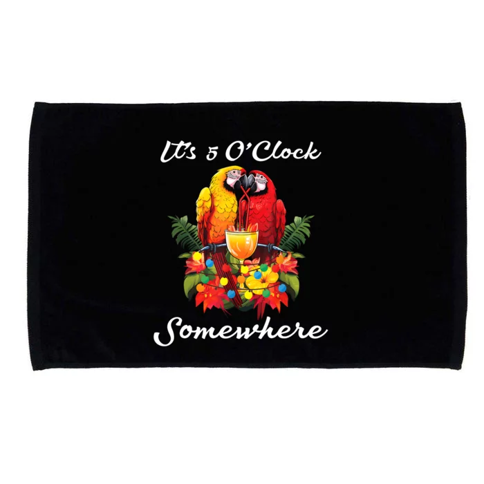 Parrots Drinking Margarita Its 5 Oclock Somewhere Funny Microfiber Hand Towel