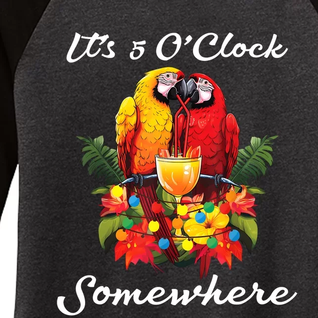 Parrots Drinking Margarita Its 5 Oclock Somewhere Funny Women's Tri-Blend 3/4-Sleeve Raglan Shirt